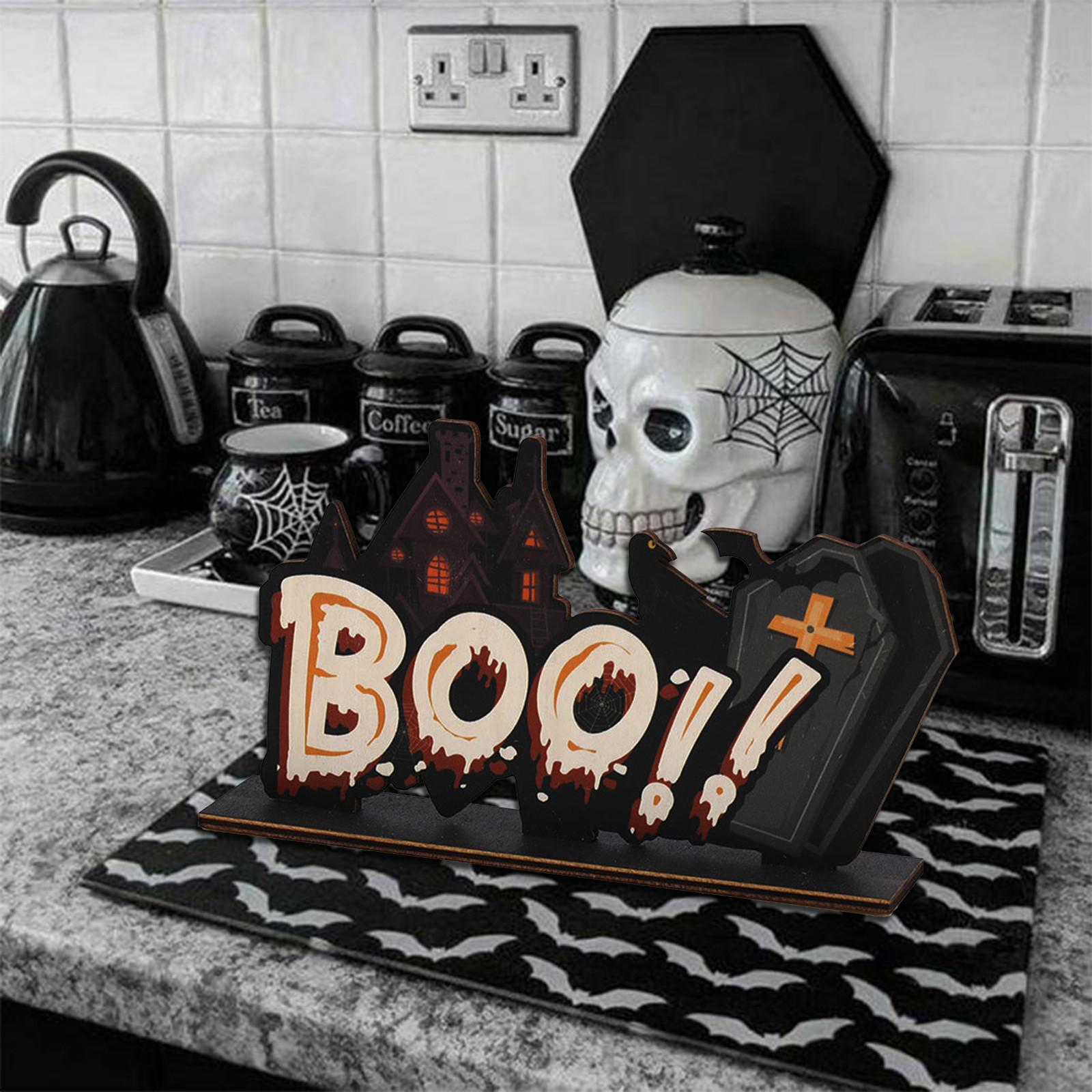 

Украшения на Хэллоуин Праздничная атмосфера бара Вечеринка Сцена Фестиваль привидений Деревянные настольные украшения One Size чёрный