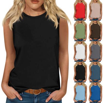 Lässige Tunika-Oberteile für Damen zum Tragen mit Leggings, ärmellos, einfarbig, Sommerhemden, Tanktops, Blusen