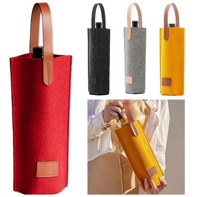 1PC Insulated Wine Bag Felt Single Bottle Carrier Padded Cooler Tote for Wine Lovers Wedding Christmas and Thanksgiving Gift Bag