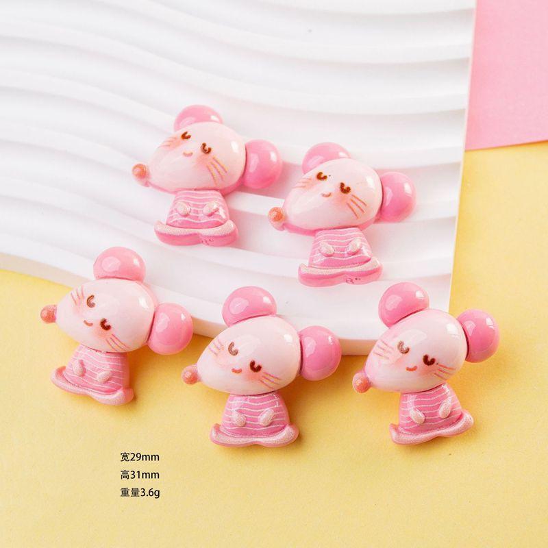 

6Pcs New Cute Resin Mouse, Fox, Dog, Rabbit, Bear, Cat Flat Back Home Decor Parts Embellishments For Hair Bows Accessories
