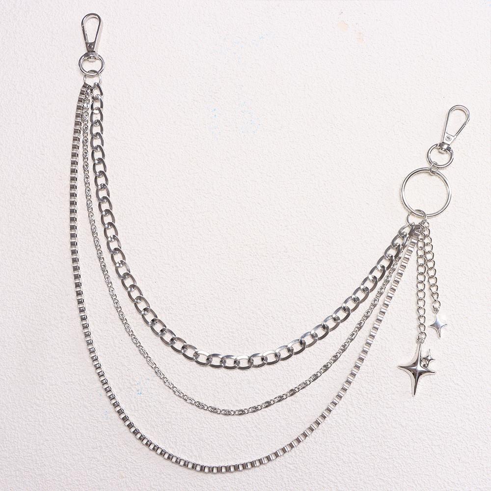 Punk Style Metal Waist Chain With Double Ring Design For Adult Unisex Fashion