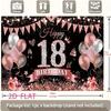 2D Elegant Black Rose Gold 18th Happy Birthday Photography Backdrop