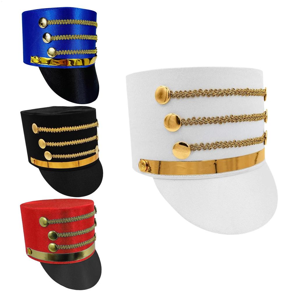 Hat-nutcrackers Marching Band Hat Cosplay Show Skin-friendly Drum Major Hats Themed Party Gold Trim Strips