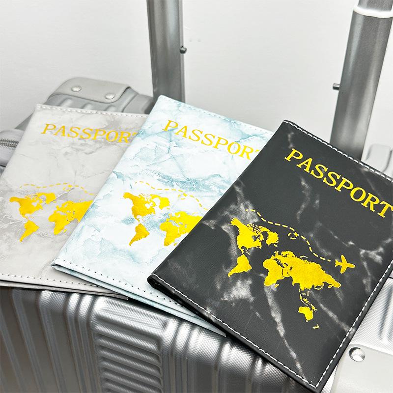 Customizable Marble Gold Foil Passport Holder with Multi-color Options