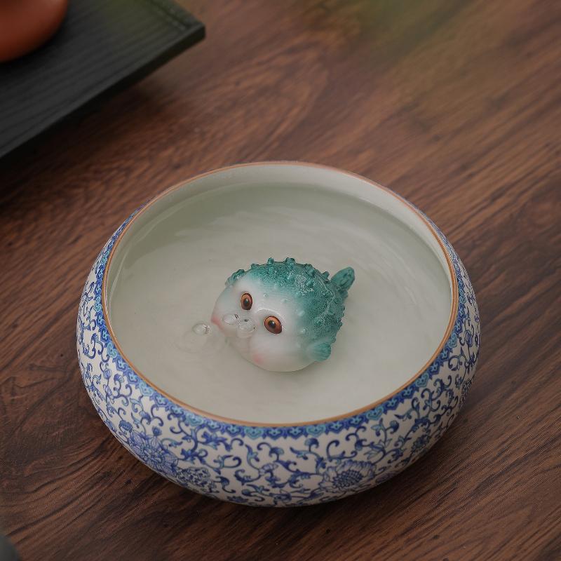 Interactive Color Changing Bubble Fish Tea Pet Fun Desk Toy for Stress Relief Tea Ceremony Novelty Decor Gift