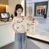 Girls Summer Butterfly Print Off Shoulder Short Sleeve Top Sweet Cool Fitted T Shirt