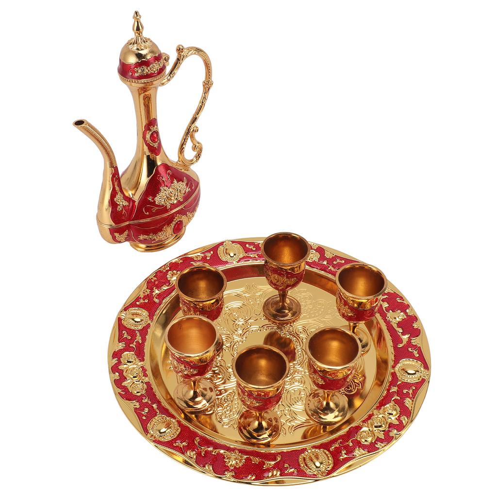 Vintage tyrkisk kaffekannesett sinklegering rustsikker fargeekte elegant tyrkisk tesett for hjemmet