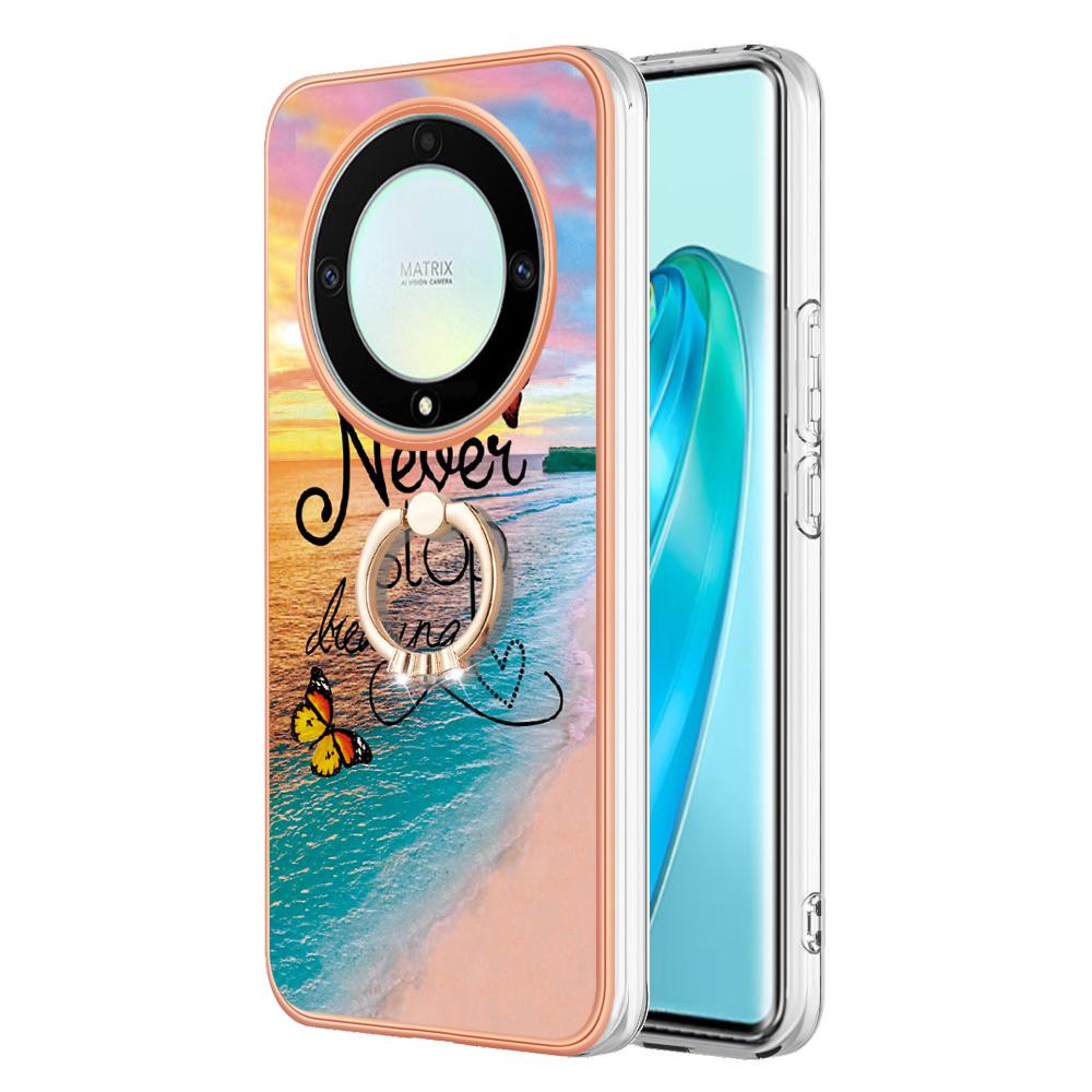 

For Honor X9a 5G/Magic5 Lite 5G Case with Ring Kickstand IMD Marble Pattern TPU Back Cover Never Stop Dreaming