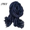 Unisex Long Scarf Women Solid Color Pleated Retro Autumn Warm Winter Soft Vintage Inspired
