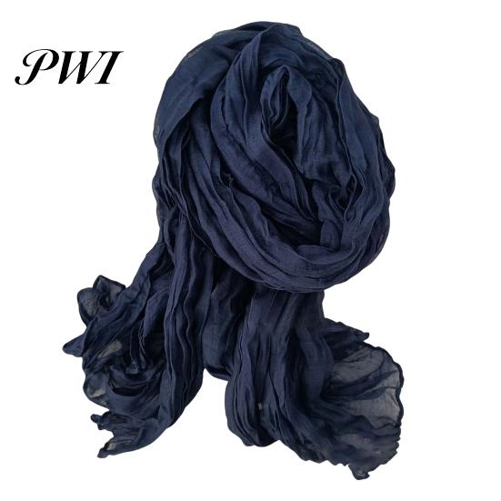 Unisex Long Scarf Women Solid Color Pleated Retro Autumn Warm Winter Soft Vintage Inspired