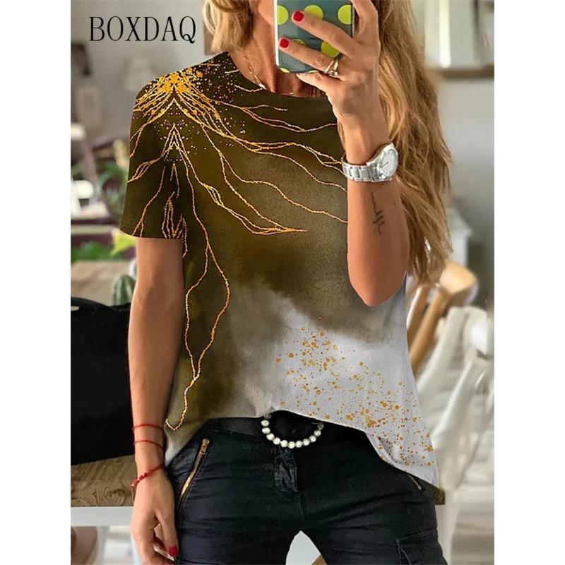 Fashion Women T-Shirts Gradient 3d Print Streetwear Ladies T Shirt Short Sleeve Tie-dye Trend Pullover Tee 6XL Plus Size Tops