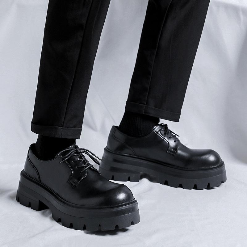 Lederschuhe Herren Business Kleid Big Head Feeling Britischer Stil Dicke Sohle Höhe Hochzeit Bräutigam Derby Schuhe 8133-R