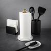 Elegant Paper Towel Holder Ribbed Ceramic Base Gold Center Post Kitchen Organizer Durable Design Stylish Countertop Accessory