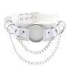 DIEZI Harajuku Bílý PU Kožený Kroužkový Choker Náhrdelník Pro Ženy Muže Vintage Gotický Hip Hope Nastavitelný Límcový Náhrdelník Šperky