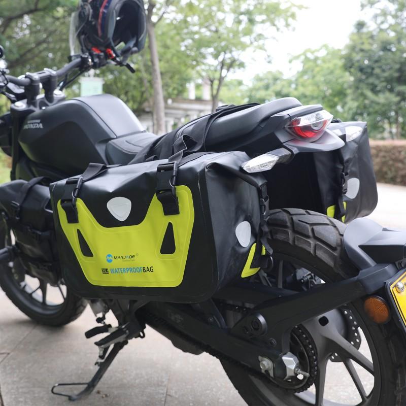 50L Waterproof Motorcycle Saddle Bag Rear Seat Tail Touring Motorcycles With PVC Material Fluorescent Green Orange