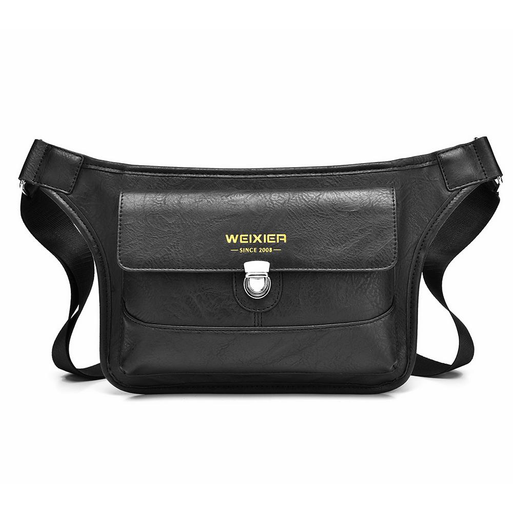 WEIXIER Men's Leather Sling Bag Crossbody Shoulder Bag Waterproof Messenger Waist Chest Bag Briefcase Travel Bag