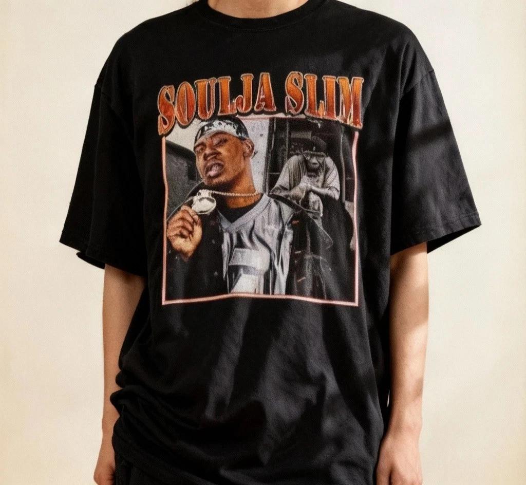 Soulja Slim Gift For Fans Heavy Cotton Unisex Black Shirt S-5XL Q3314 3XL