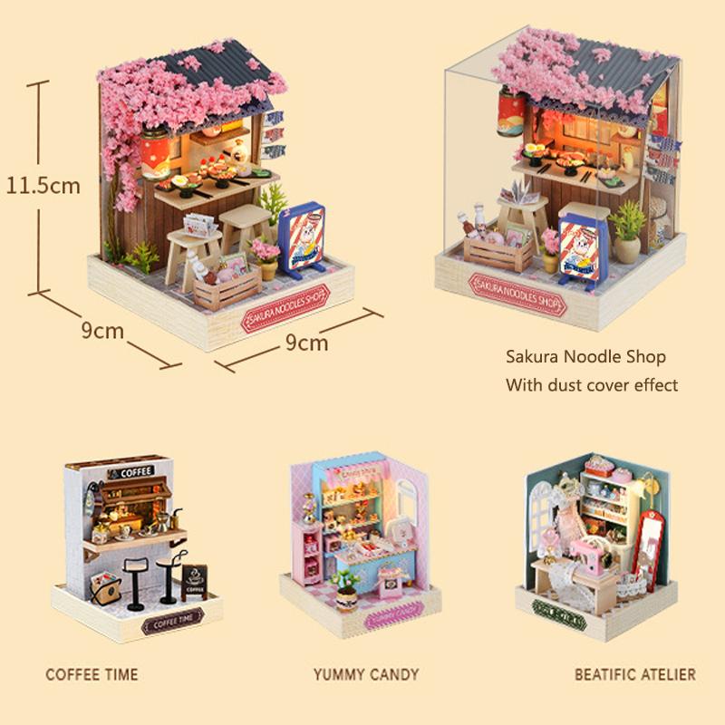 Mini Casa de Muñecas en Miniatura DIY Kit de Casa Pequeña Fabricación de Habitaciones Juguetes Decoraciones para el Hogar Dormitorio Con Muebles Artesanía de Madera Casas de Muñecas