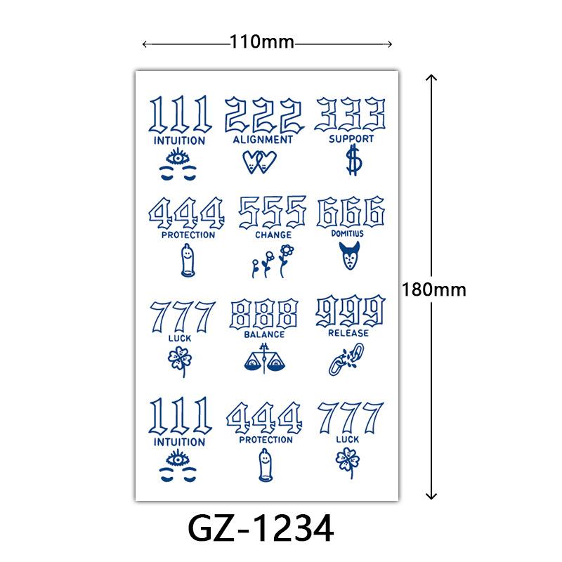 Herbal Tattoo Stickers, Juice Tattoo Stickers, Semi-Permanent English Letter Tattoo Stickers Tattoo