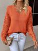 Spring and Autumn Knitted Sweater Foreign Trade Women's Clothing Temperament V-neck Hollow Long-sleeved Solid Color Casual Top