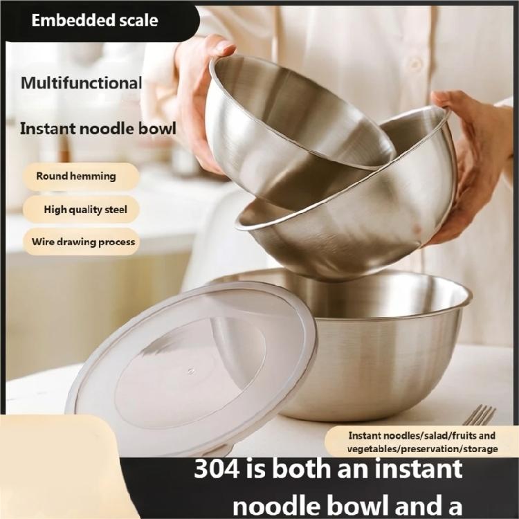 Modern Stainless Steel Mixing Bowl Set Space Saving Stackable Transparent Cover Food Storage Container