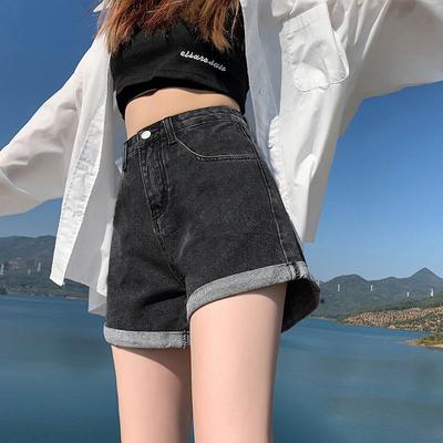 Comfortable Skinny Fashionable and Versatile High-waisted Denim Shorts Female Summer Thin Section Loose Thin Versatile Wide-leg Rolled Pants