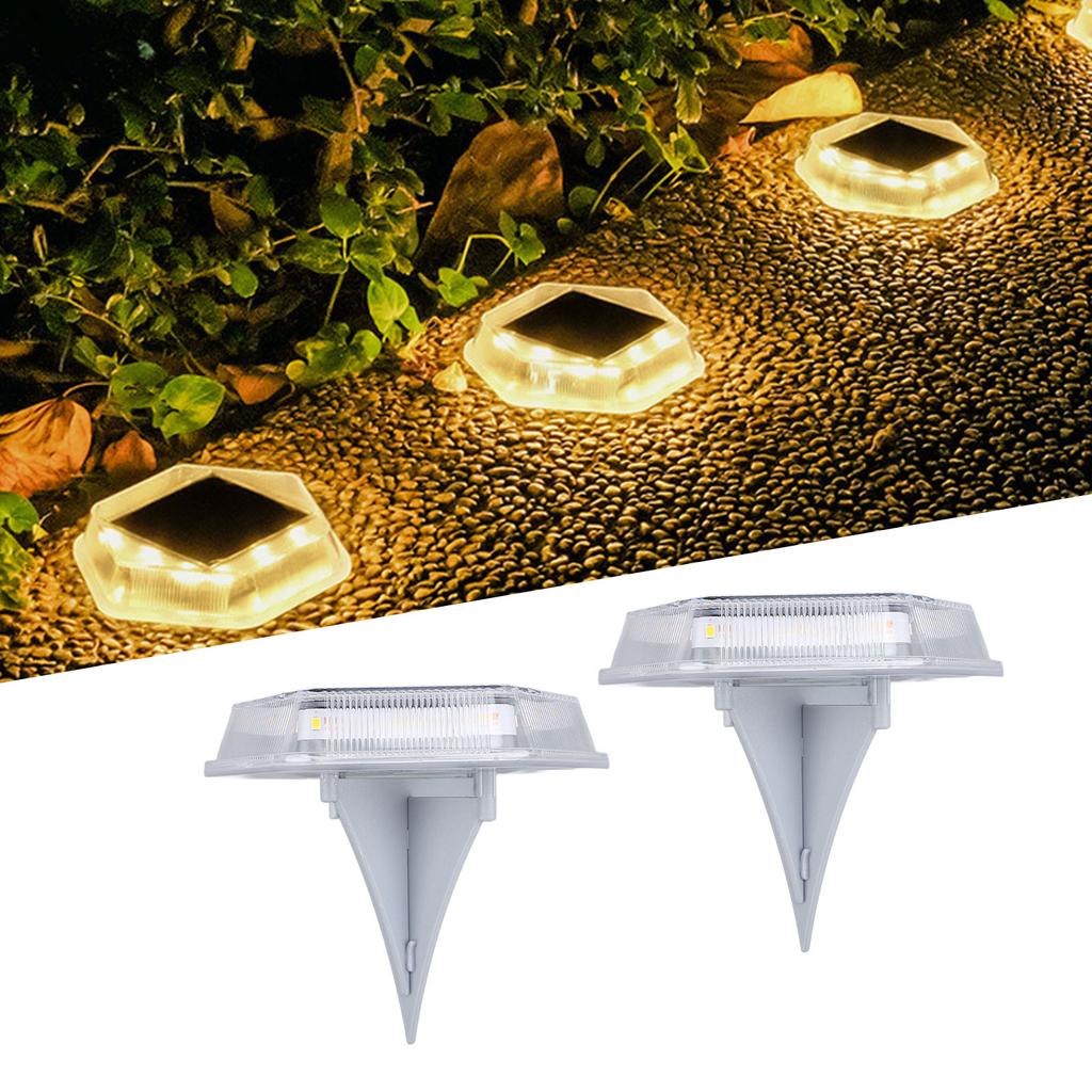 4Pcs Solar Ground Light IP65 Water Proof 3000K Warm White Step Light Landscaping Lighting for Pathwa