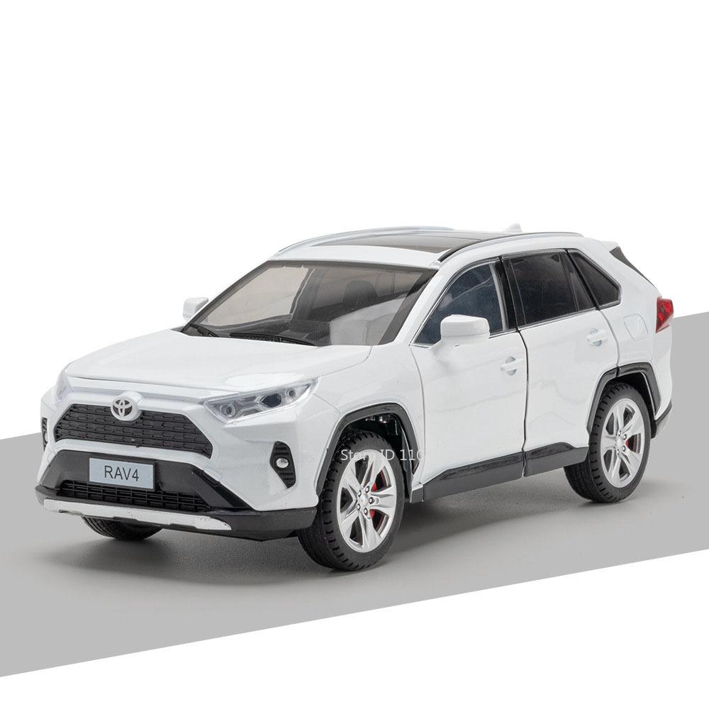 

1:24 RAV4 Sienna Alloy Diecast Car Model Toys Sound Light 6 Doors Opened Pull Back Shock Absorption Toy Cars for Children Gifts