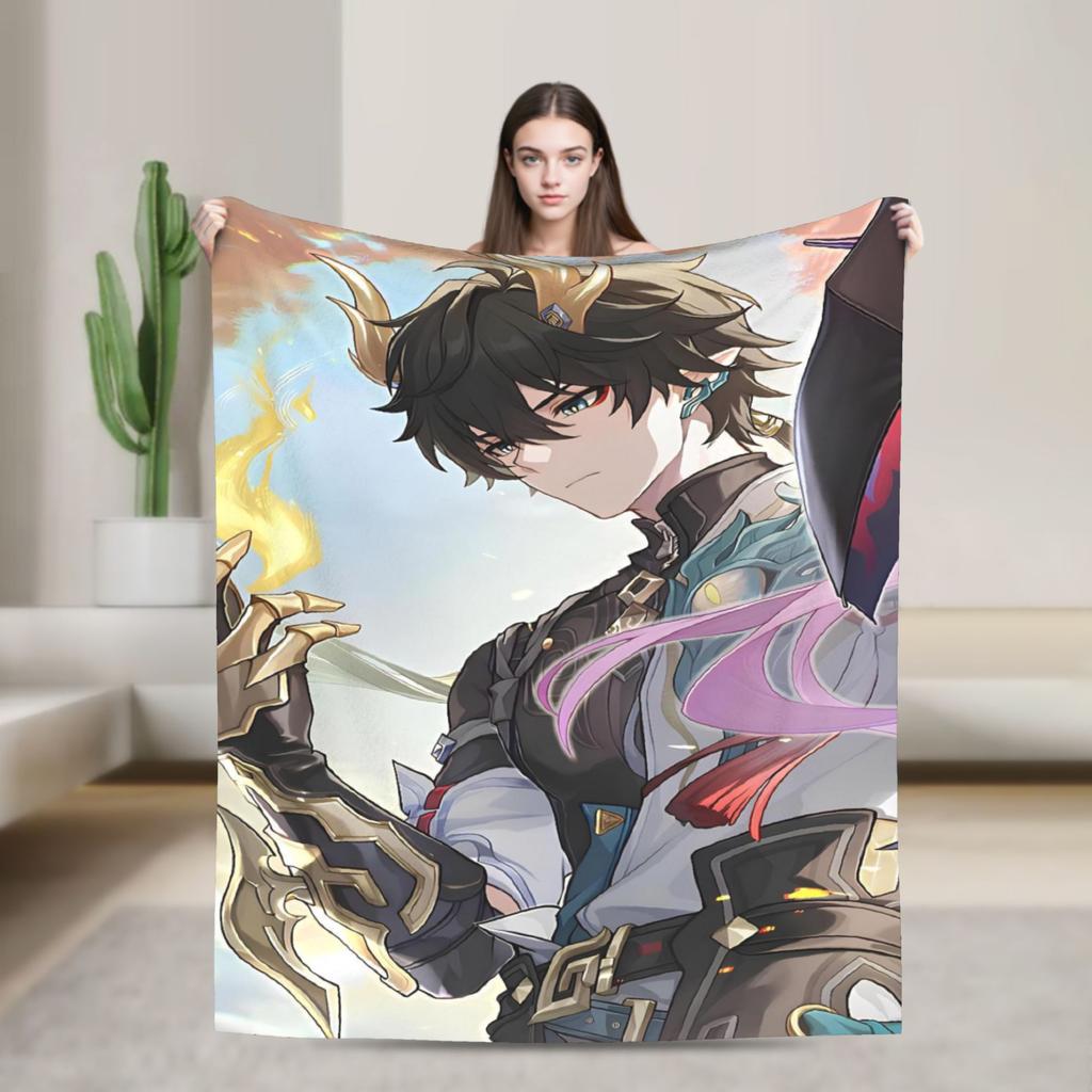 Firefly Blanket Honkai Anime Fuzzy Funny Warm Throw Blanket for Home Winter