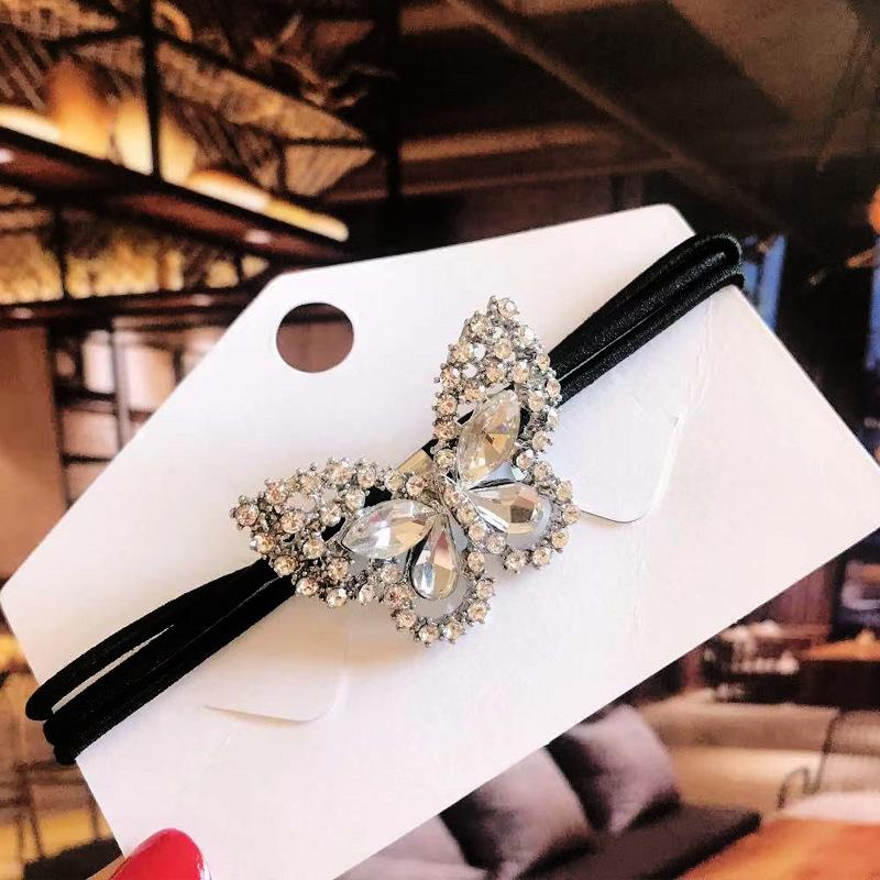 Korean Rhinestone Elegant Scrunchies Women Girls Elastic Hair Rubber Band Accessories Tie Hair Ring Rope Headdress