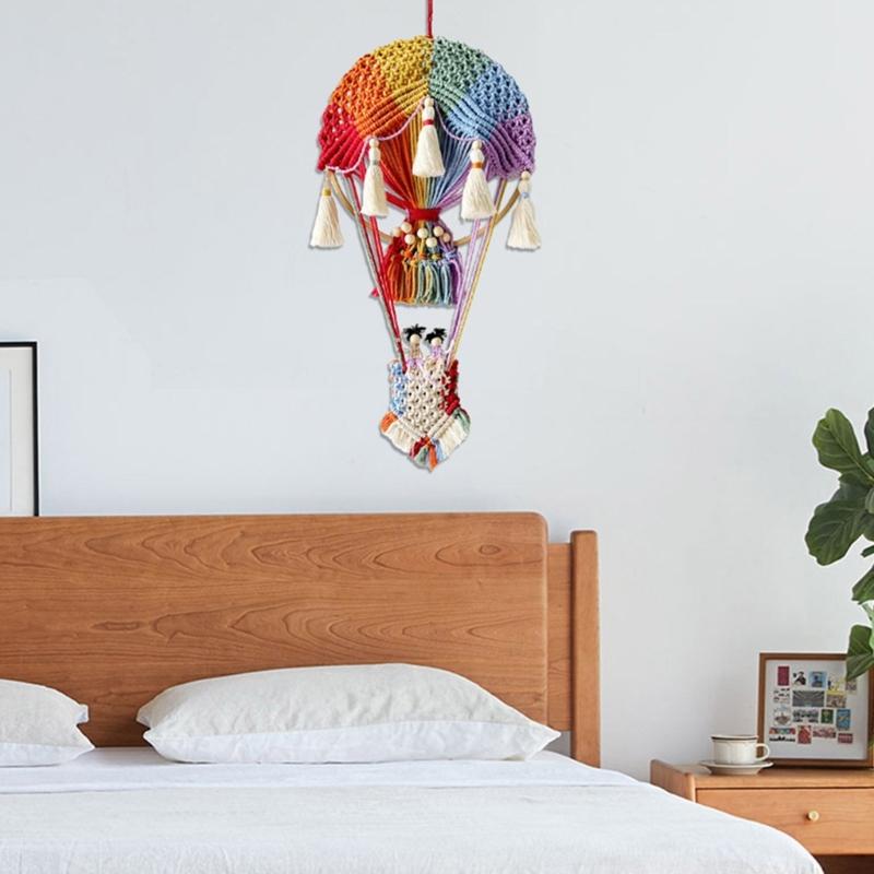 Arazzi da Parete Mongolfiera Artistici, Arazzi Macramè Intrecciati a Mano Decorazione per Soggiorno Camera da Letto