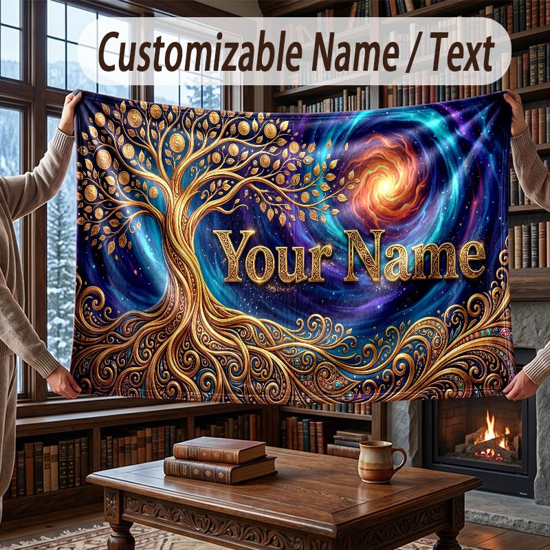 Coperta Cosmica a Tema Spaziale con Nome Personalizzato Testo Coperta Personalizzata Morbida Accogliente per Casa Divano Letto