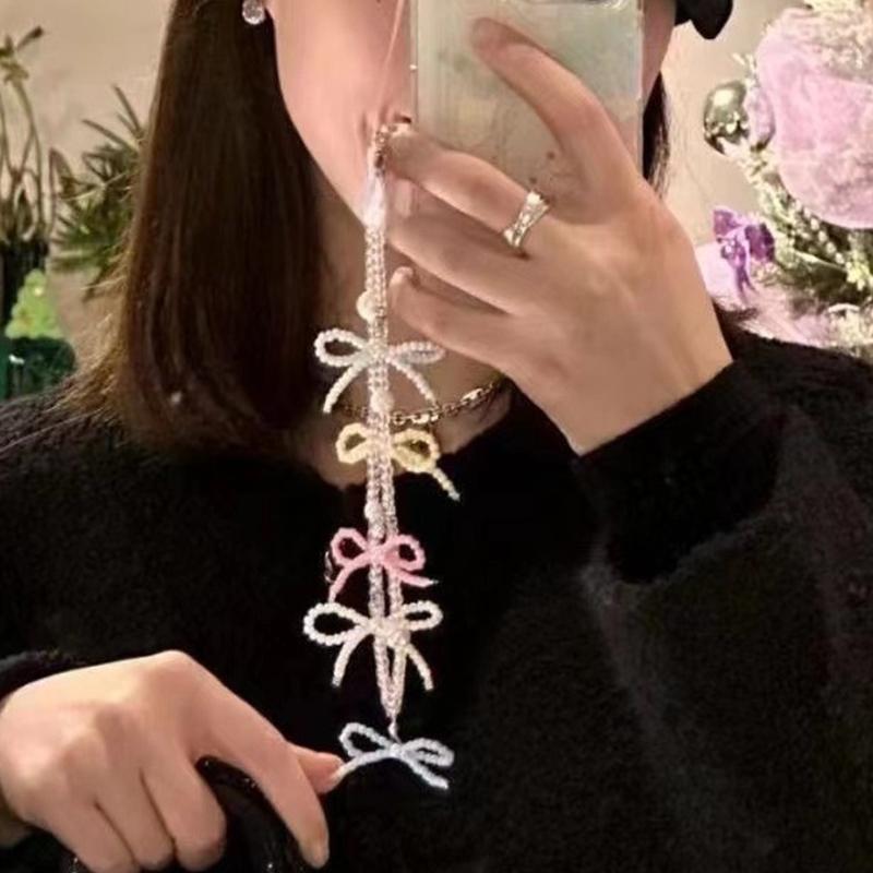 

Милый красочный бант кулон бисерный телефон ремешок шарм для телефона аксессуары брелок шнурок для женщин и девушек ювелирные изделия веревка шнур