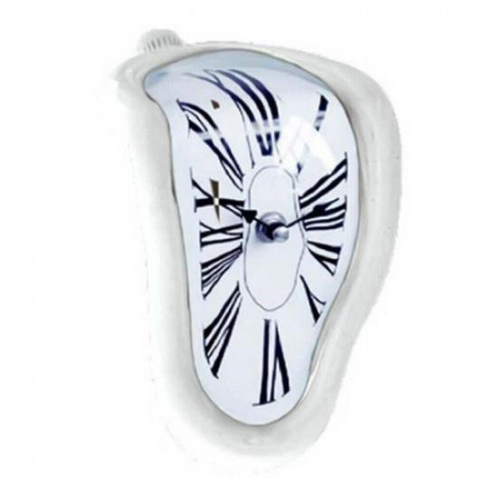 Style Surreal Melting Distorted Wall Clock Surrealist Salvador Dali Style Silver