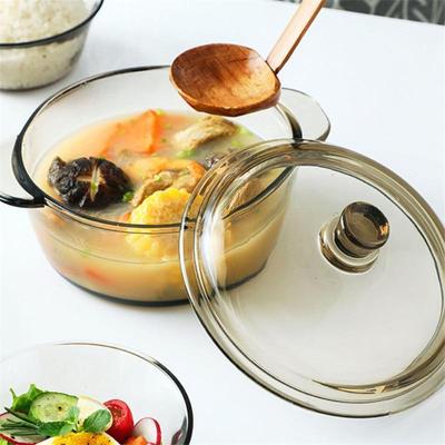 Nordic Creative Transparent Glass Instant Noodle Bowl Large Soup Bowl Dessert Fruit Bowl with Lid and Handle Kitchen Tableware