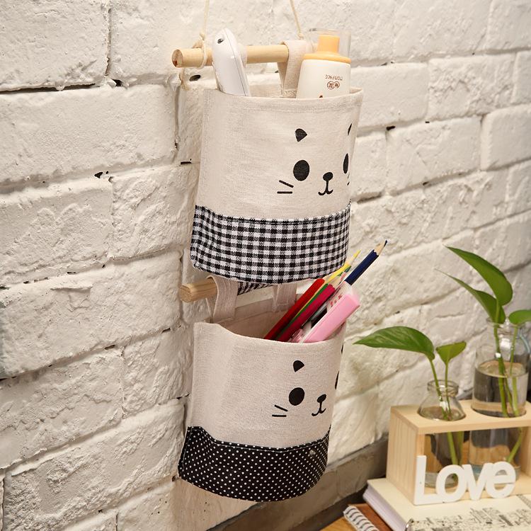 

2 шт., хлопковая и льняная сумка с одним карманом, настенная сумка, тканевая сумка для хранения вещей на дверях гардероба разноцветный