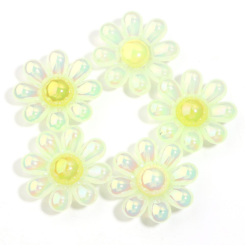 5pcs/lot 44mm Plated Colored Flower Beads Loose Spaced Acrylic Beads For DIY Charms Necklace Headwear Keychains Accessories
