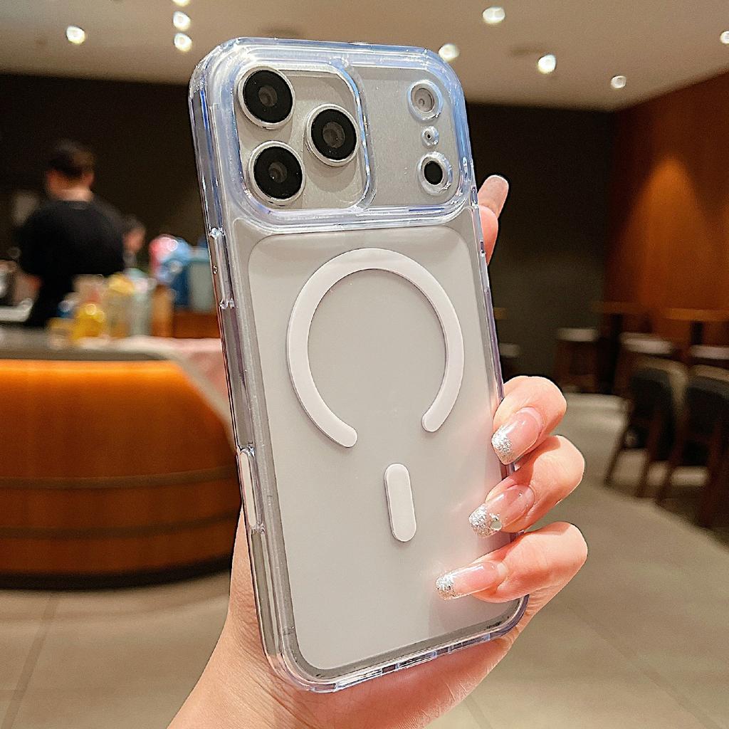 For iPhone 17 Pro Max Magnetic Case PC + TPU Matte Anti-Drop Phone Cover Compatible with MagSafe