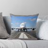 Airbus A380 Plane On the Runway Throw Cushions & Pillows Without Core