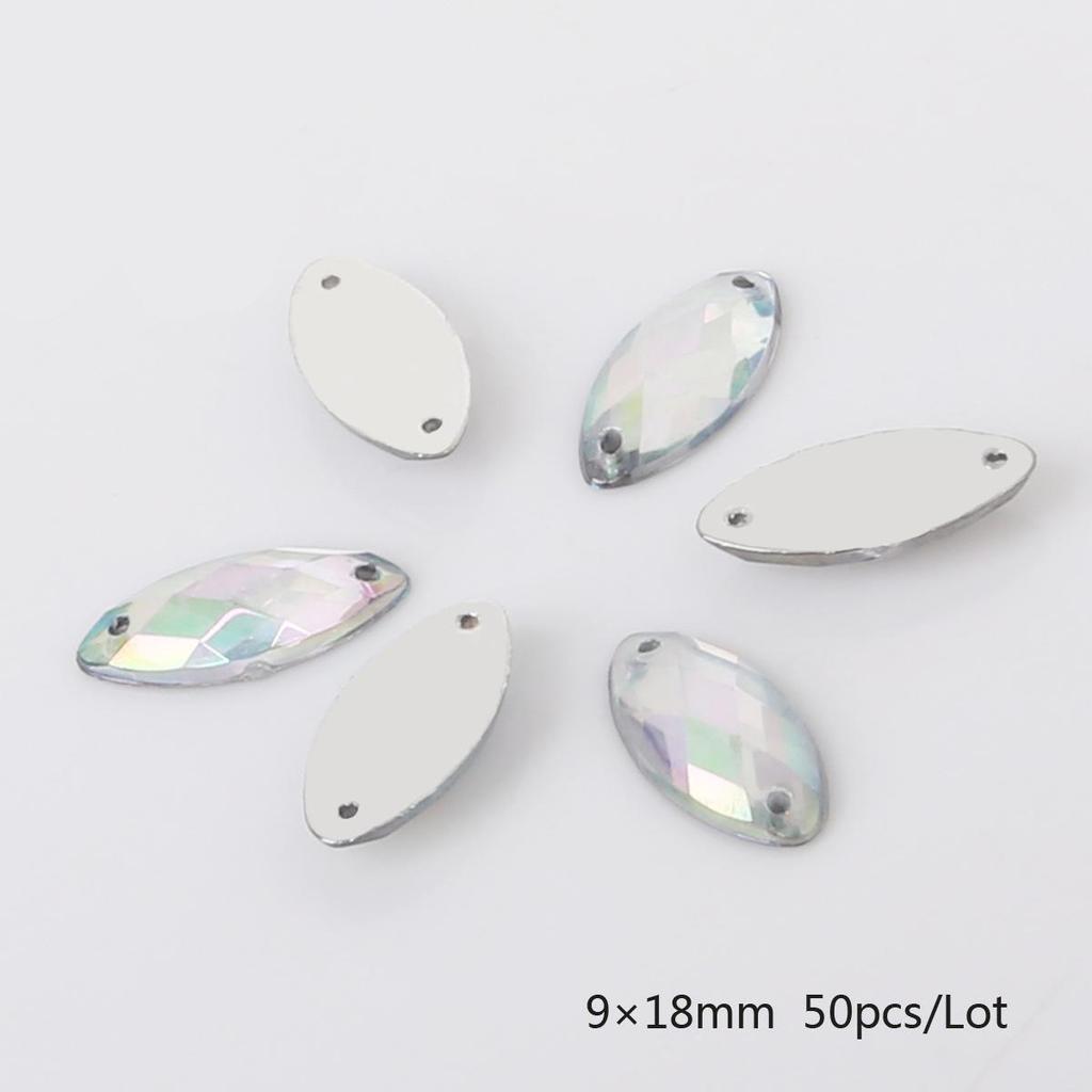 Round Multi-Faceted Acrylic Rhinestones: Double-Hole, Flat-Back Jewelry Accessories