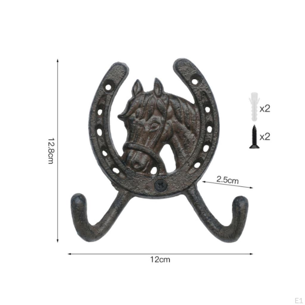 Horse Head Wall Hook Mounting Hardware Included Cast Ironware Coat Heavy Duty Brown Rust
