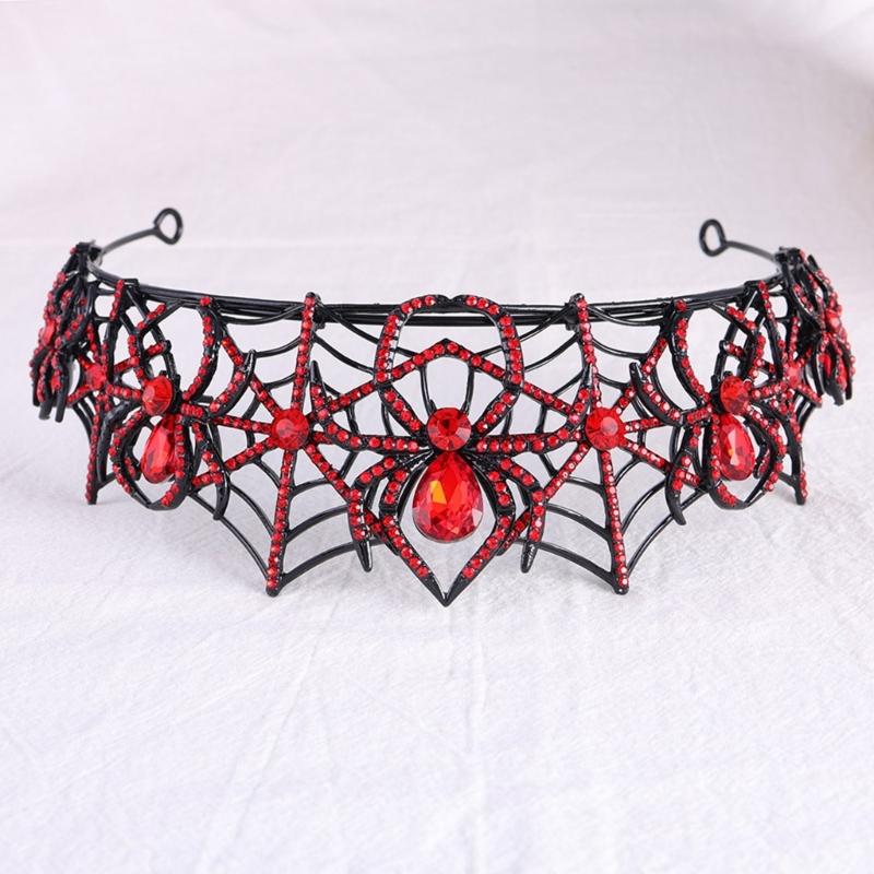 Gotisches Netz-Haarschmuck für Halloween-Kostüme, Funkelndes Strass-Haarreif für Partys, Cosplay, Feiertagskleidung und Fotos