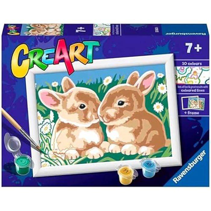 Kit de peinture - Ravensburger - CreArt Série E - Lapins entre les marguerites - À partir de 7 ans