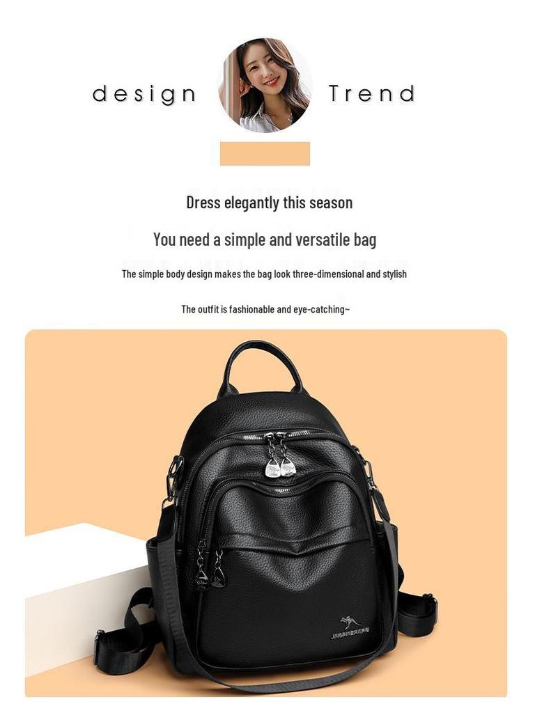 2024 Women's Fashion Large Capacity Leather Backpack & Shoulder Bag
