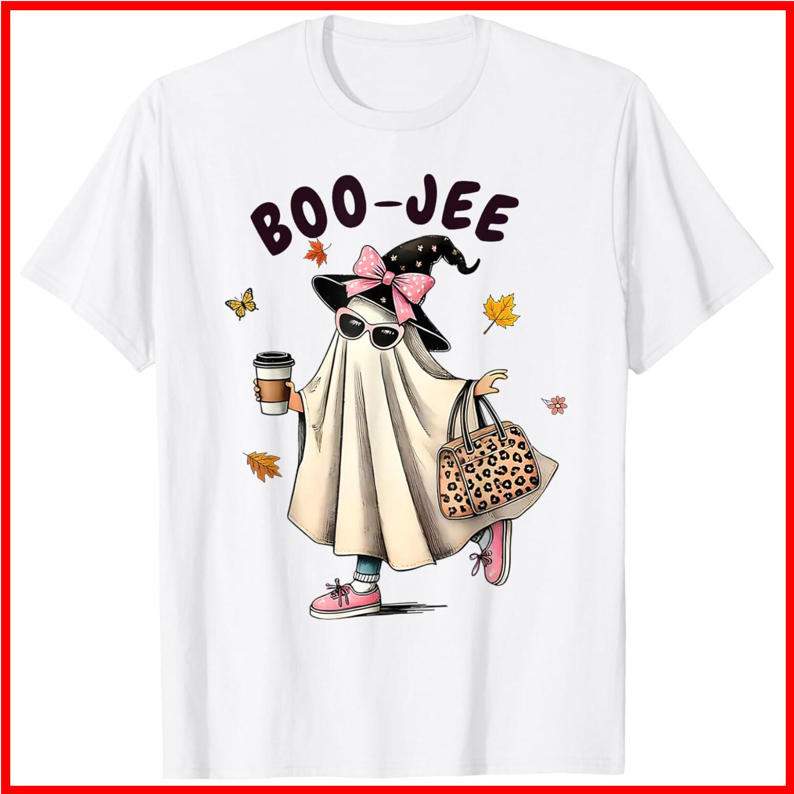 Funny Boo-Jee Ghost Halloween Boo Jee Ghost Spooky Season White Cotton T-Shirt S