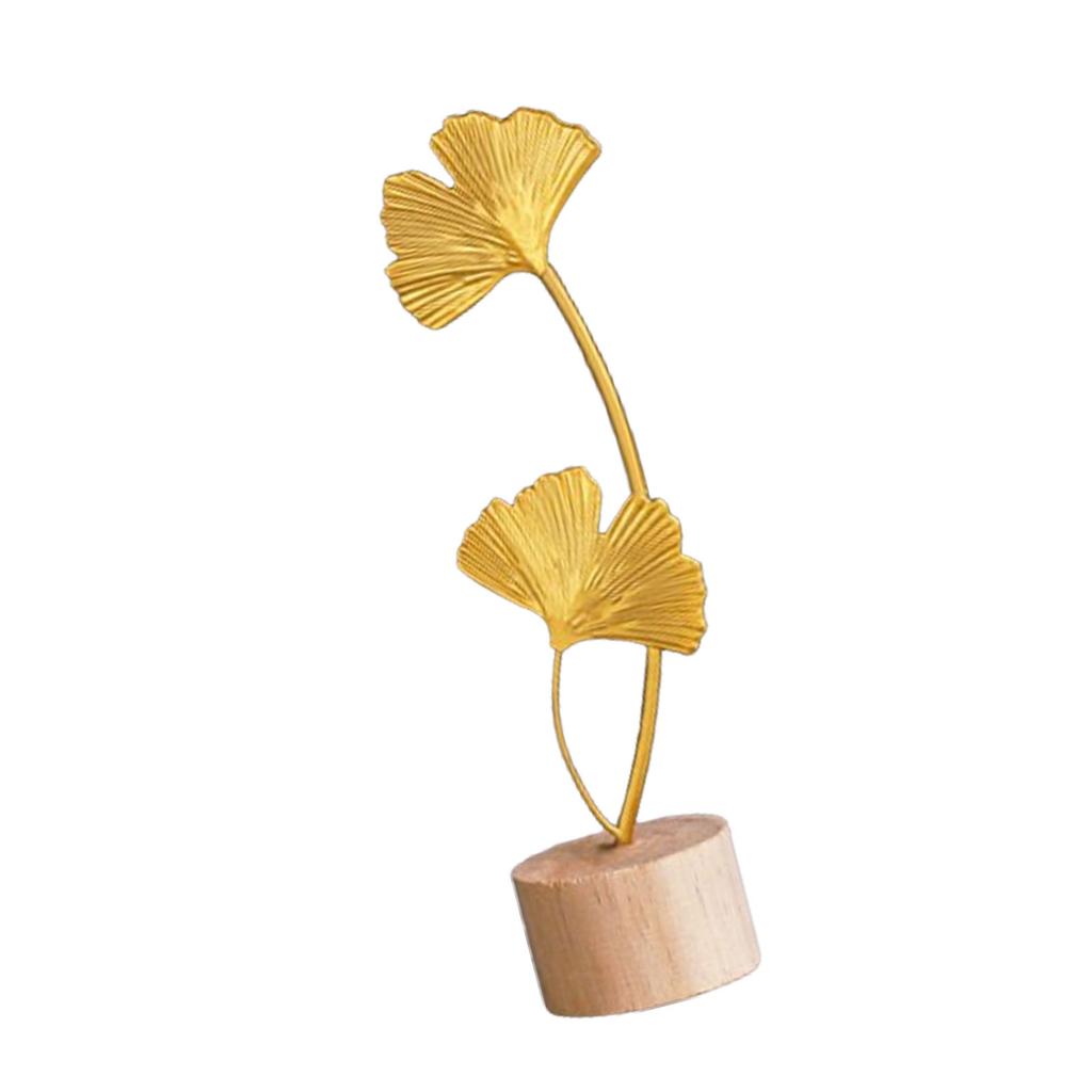 Złota Statuetka Liścia Ginkgo Dekoracyjna Nowoczesna Żelazna Ozdoba Biurkowa Liścia Ginkgo na Stół, Przedpokój Krótka