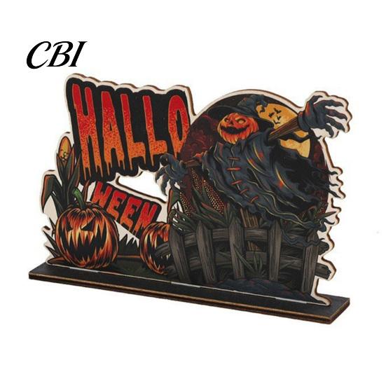 Ghost And Witch Room Decorations Halloween Wooden Table Centerpiece, Decorative Sign Ornaments, 3D Layered Gnome Pumpkin Skeleton Handmade Wood