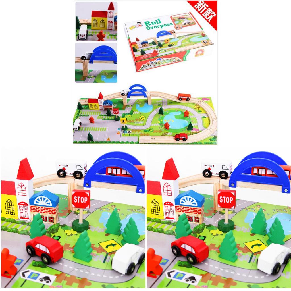 Wooden City Transit Track Building Blocks For Kids Diy Creative Play Set