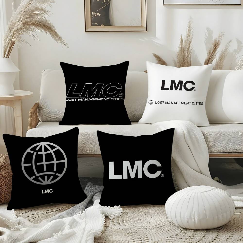 Classic Korea Brand L-Lmc Pillow Case Home Dorm Chair Back Short Plush Double-Sided Printing Office Nap Time Cushion Cover