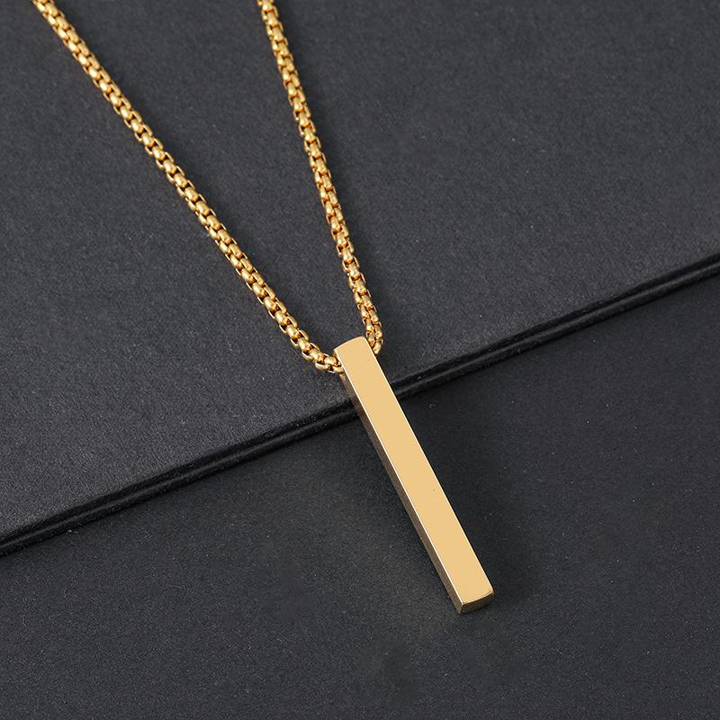 Engraved Stainless Steel Cubic Pillar Necklace – Festival Gift with Laser Color Printing